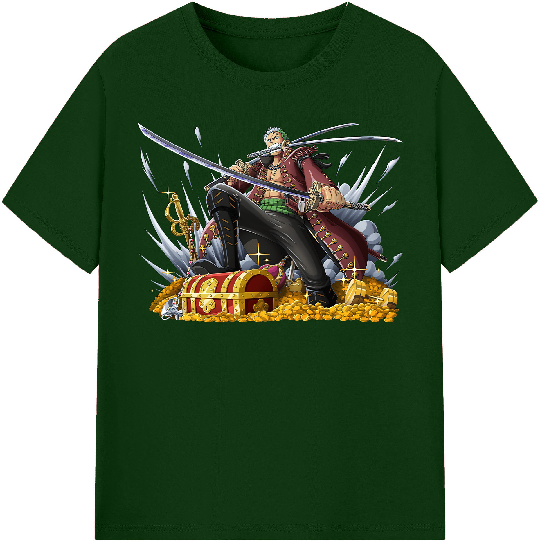 ワンピース ロロノア・ゾロ ONE PIECE Roronoa Zoro 綿100％半袖Tシャツ（フロントプリント）